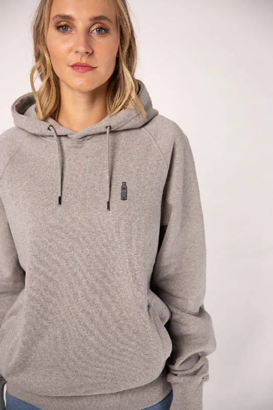 DANZKA | Bestickter Bio-Baumwoll Frauen Hoodie Hoodie with Exposed Zipper Edgy Industrial