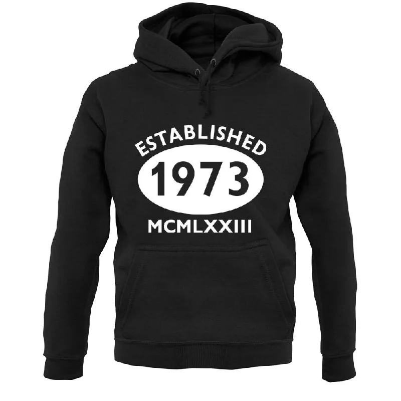 Established 1973 Roman Numerals Unisex Hoodie Hoodie with Logo Branding Identity