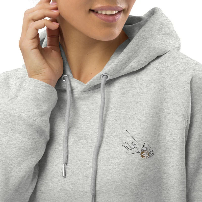 Latte Art | Bestickter Bio Baumwoll Frauen Hoodie Hoodie with Oversized Fit Loose Comfortable