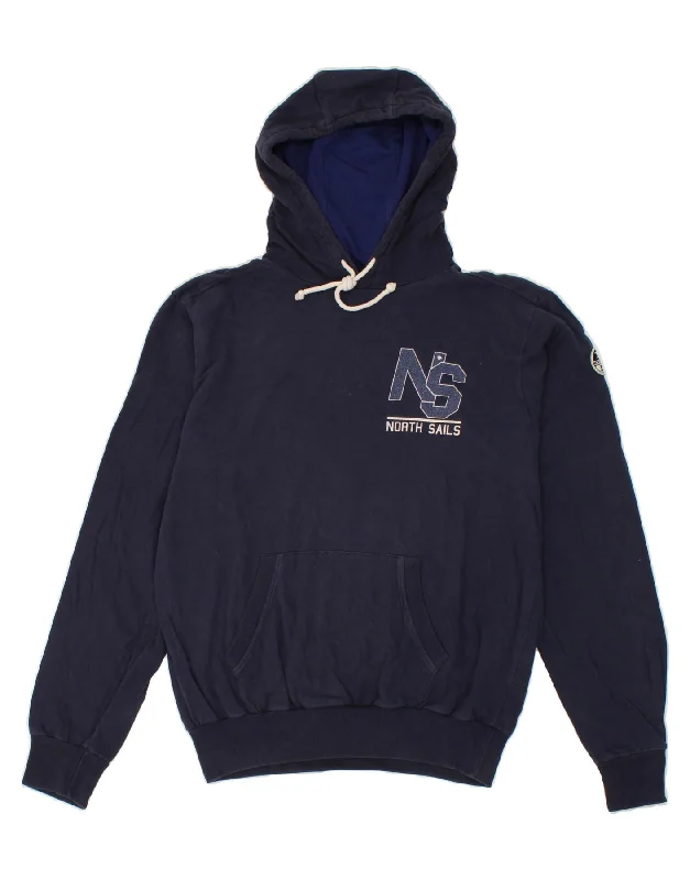 NORTH SAILS Mens Graphic Hoodie Jumper Medium Navy Blue Cotton Hoodie Jacket Zipper Layering