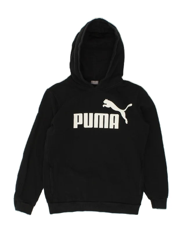 PUMA Boys Graphic Hoodie Jumper 11-12 Years Black Hoodie with Hood Adjustable Protection