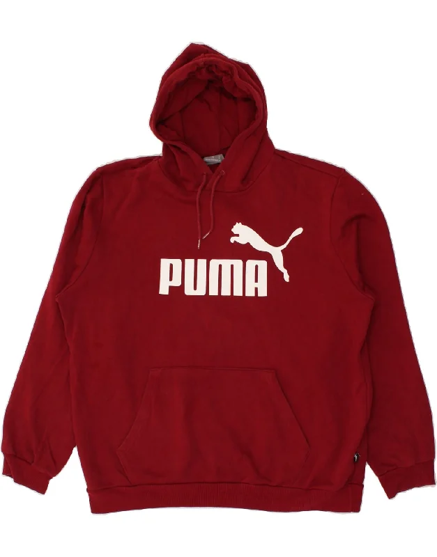 PUMA Mens Graphic Hoodie Jumper XL Red Cotton Hoodie with Lining Warm Insulated