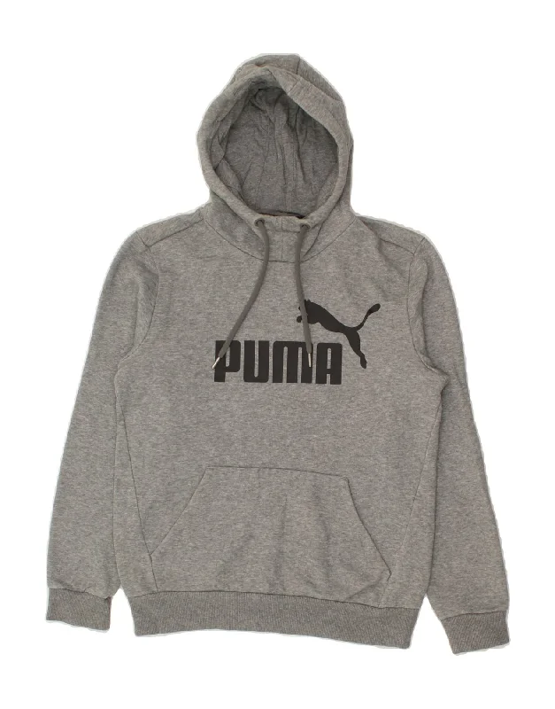 PUMA Mens Graphic Hoodie Jumper XS Grey Cotton Hoodie with Applique Textured Unique