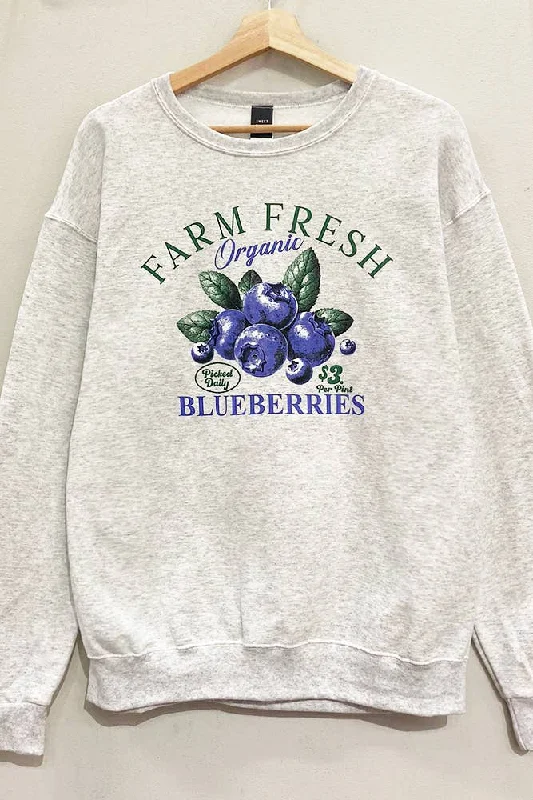 Farm Fresh Blueberries Sweatshirt Hoodie with Full-Zip Functional Layering