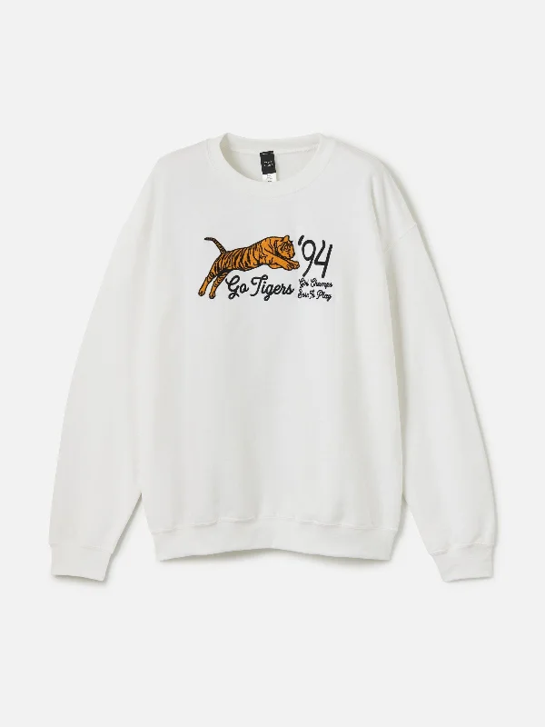 Tiger '94 Embroidered Sweatshirt Hoodie with Thumb Holes Functional Cozy