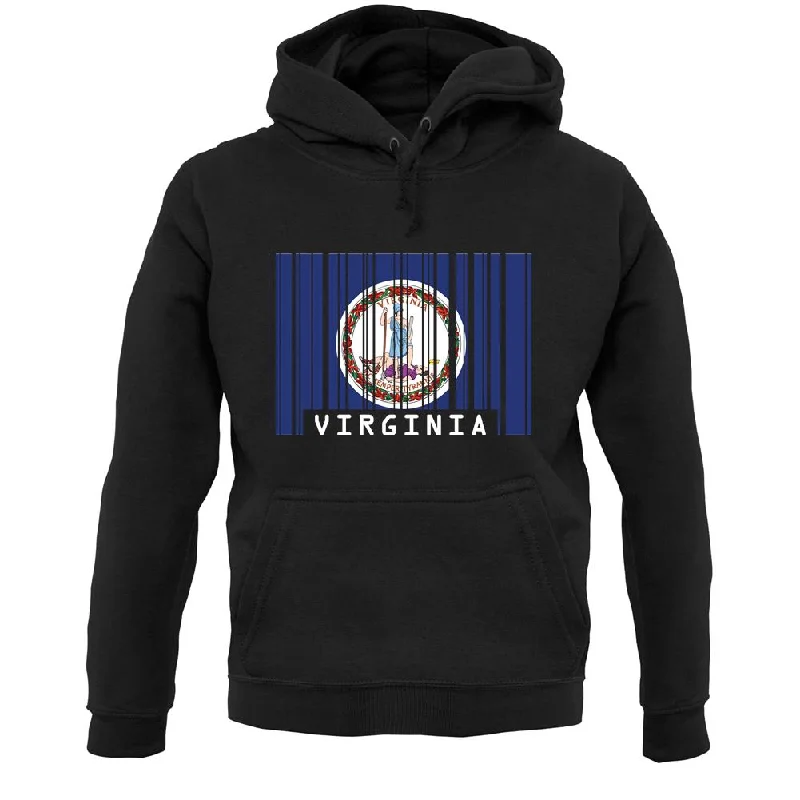 Virginia Barcode Style Flag Unisex Hoodie Hoodie with Side Slits Relaxed Casual