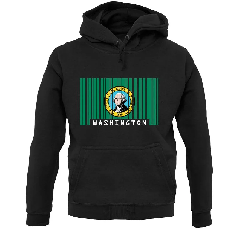 Washington Barcode Style Flag Unisex Hoodie Hoodie with Rolled Sleeves Casual Relaxed