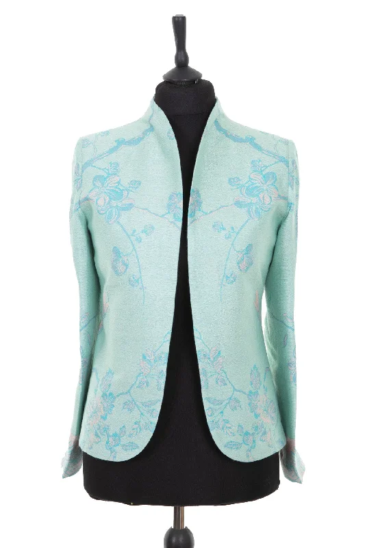 Anya Jacket in Eau de Nil Lace Jacket Ribbed Jacket Sequined Jacket