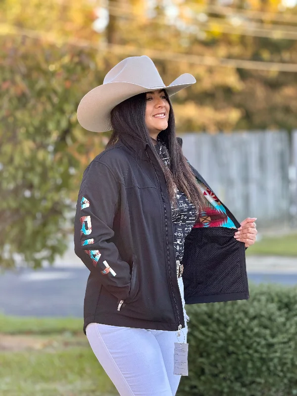 ARIAT JACKET TEAM LOGO BLACK SERRANO SOUTHWEST PRINT WOMENS Rayon Fabric Velvet Fabric Corduroy Fabric