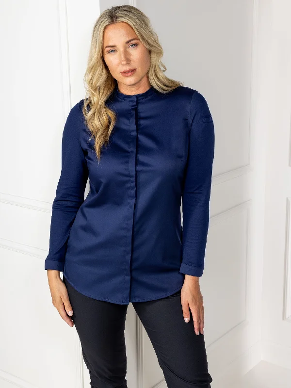 Chef Jacket Jolie Patriot Blue Stand-Up Collar Roll-Neck Collar Turtle Neck