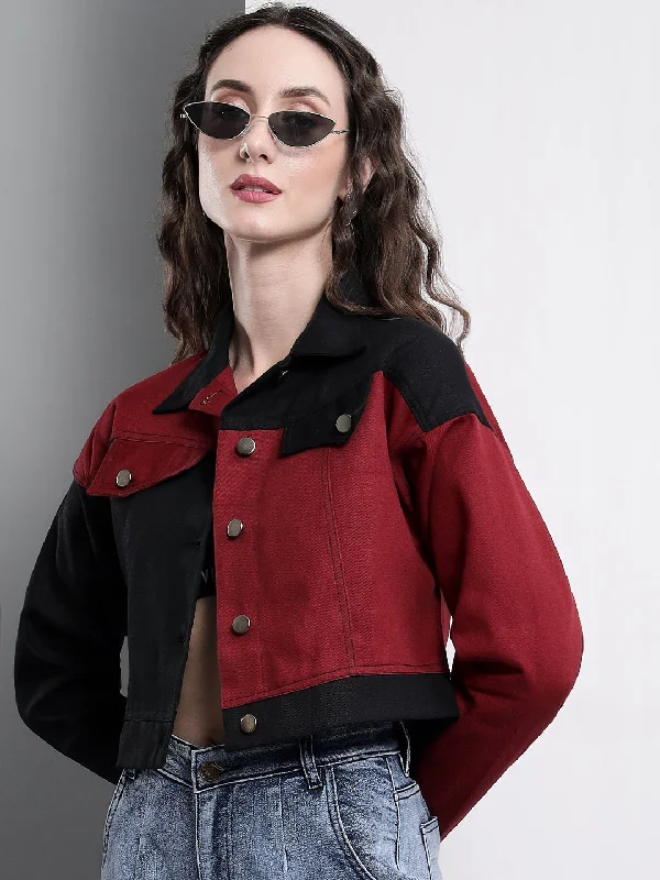 TANDUL Full Sleeve Color block Women Biker/Riding Jacket Mesh Jacket Canvas Jacket Denim Jacket