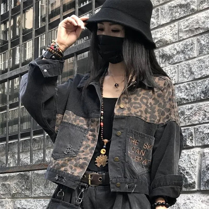 Embroidery Leopard Distressed Brushed Streetwear Jeans Jacket Striped Jacket Polka Dot Jacket Floral Jacket