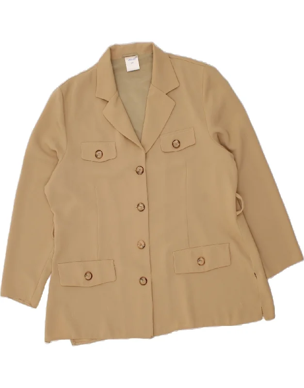 ETAM Womens 4 Button Blazer Jacket UK 20 2XL Beige Fitted Jacket Loose Jacket Oversized Jacket