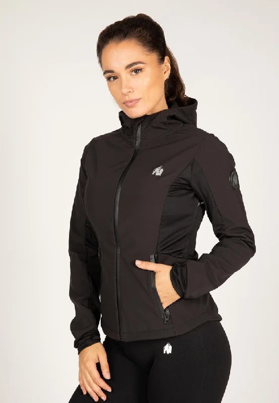 Gorilla Wear Victoria Softshell Jacket - Black Snapped Jacket Toggled Jacket Drawstring Jacket