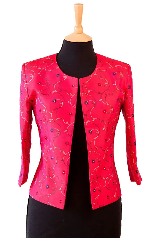 Juna Jacket in Hot Cerise Rayon Jacket Velvet Jacket Corduroy Jacket