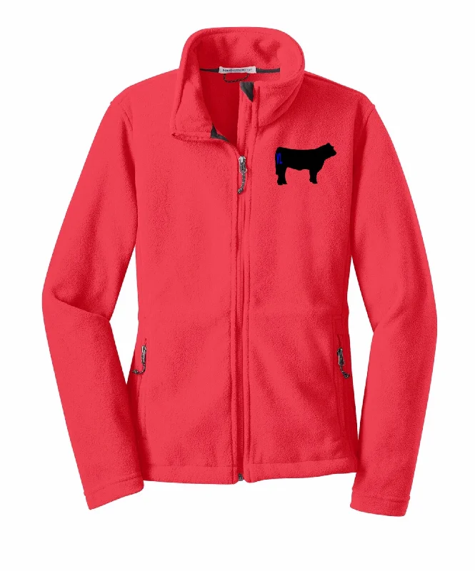 Ladies Branded Cow Fleece Jacket Zippered Jacket Buttoned Jacket Snapped Jacket