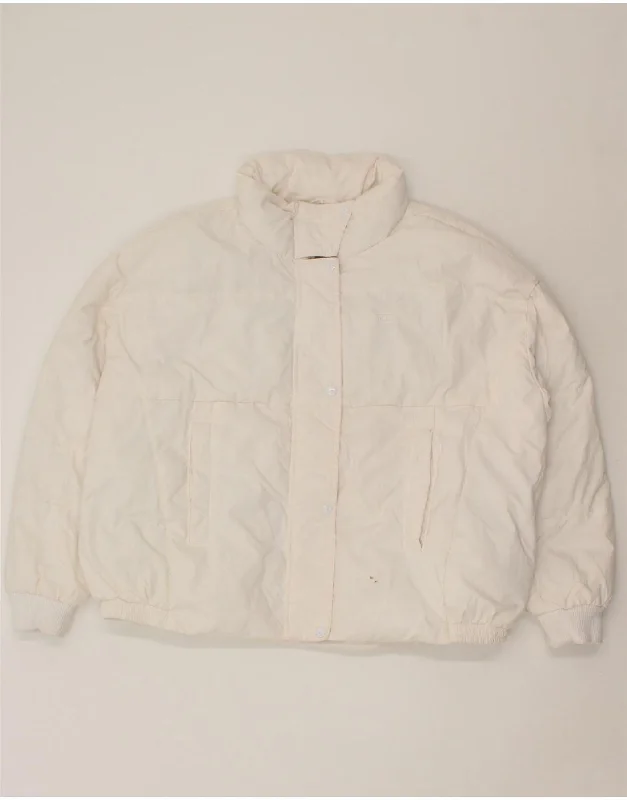 LEVI'S Womens Padded Jacket UK 20 2XL White Polyester Hoodie Zip-Up Jacket Button-Up Jacket