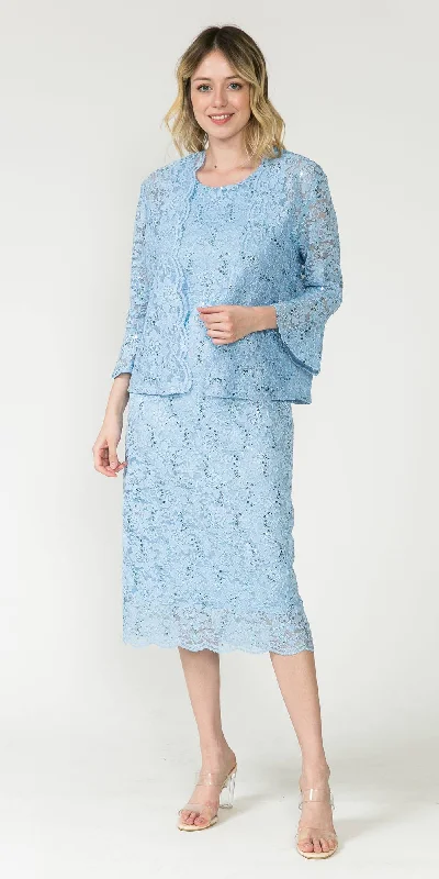 Sally Fashion 8887 Midi Length Lace Dress with Jacket Print Jacket Jacquard Jacket Patchwork Jacket