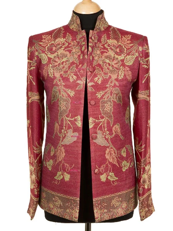 Short Nehru Jacket in Moss Rose Corduroy Jacket Velvet Jacket Brocade Jacket