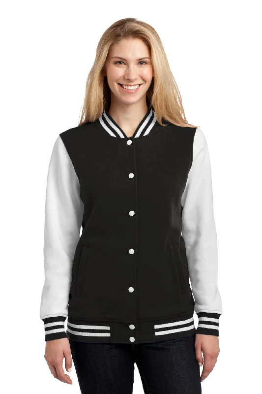 Sport-Tek Women's Fleece Letterman Jacket Insulated Jacket Fitted Jacket Loose Jacket