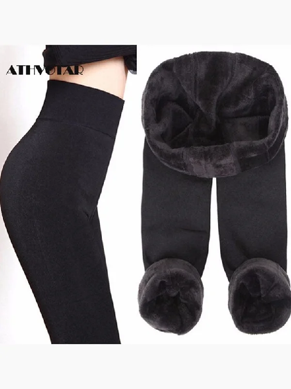 ATHVOTAR S-XL 8 Colors Winter Leggings Women's Warm Leggings High Waist Thick Velvet Legging Solid All-match Leggings Women Comfortable Yoga Tights Leggings