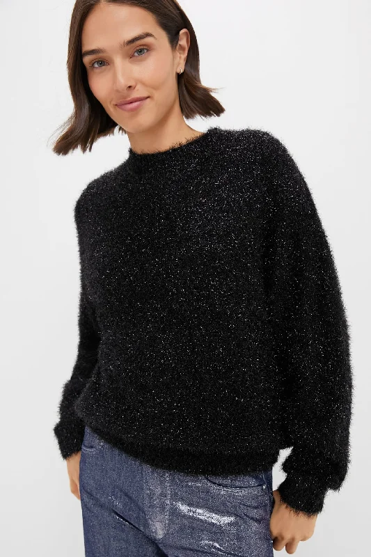 Black Sayers Sweater Chenille Blend Fleece Blend Nylon Blend