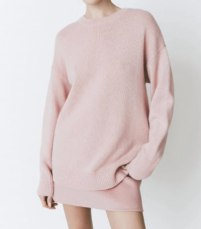 Boulogne Cashmere Blend Sweater In Rose Ribbed Striped Patterned