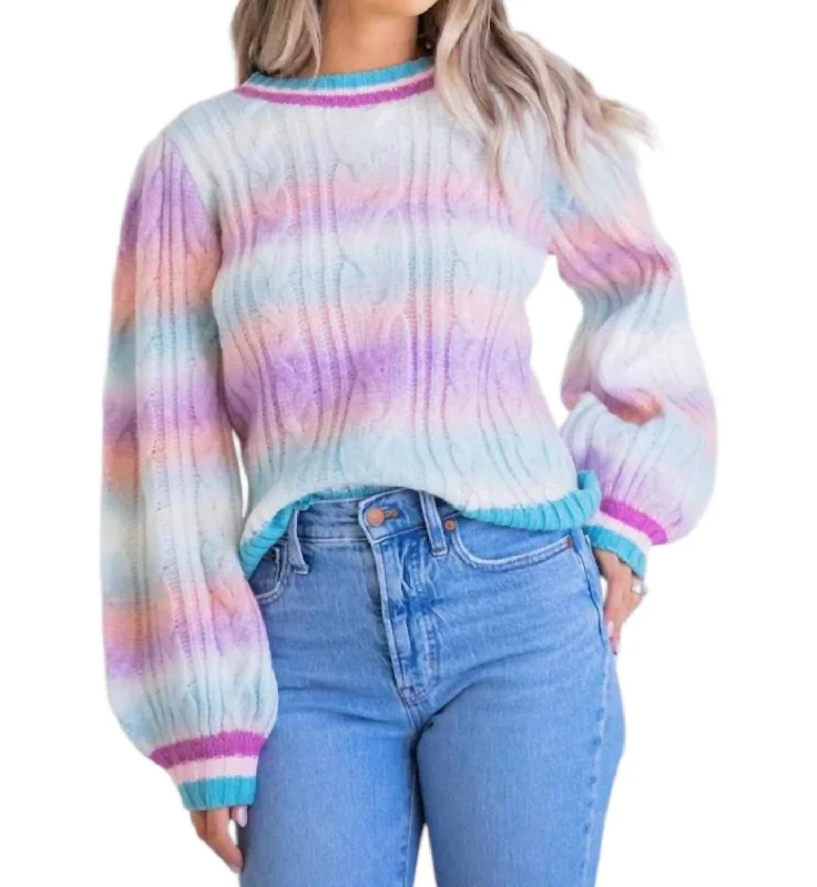 Cable Yarn Sweater In Multi Color Fitted Loose Oversized