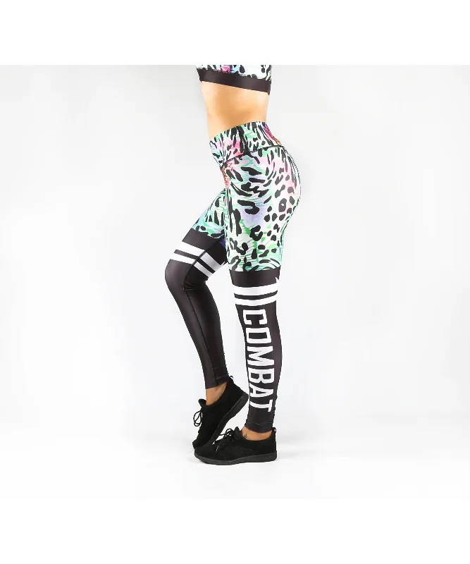 Combat Dollies Gemini Fitness Leggings Trendy Colorblock Print Leggings