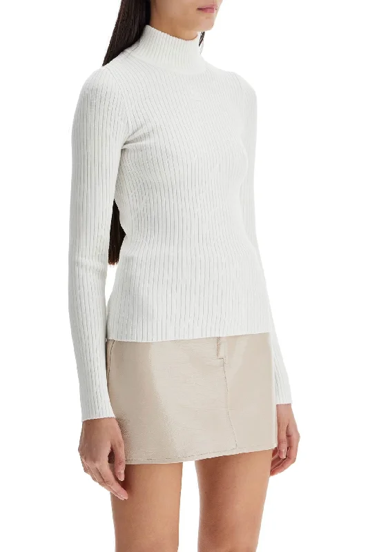 Courreges Re-Edition Ribbed Funnel-Neck Sweater Tailored Straight A-Line