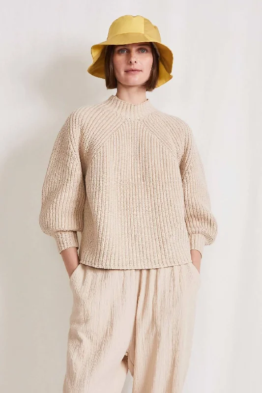 Eco Nueva Merel Sweater In Warm Sand Iron Safe Non-Iron Wrinkle Free