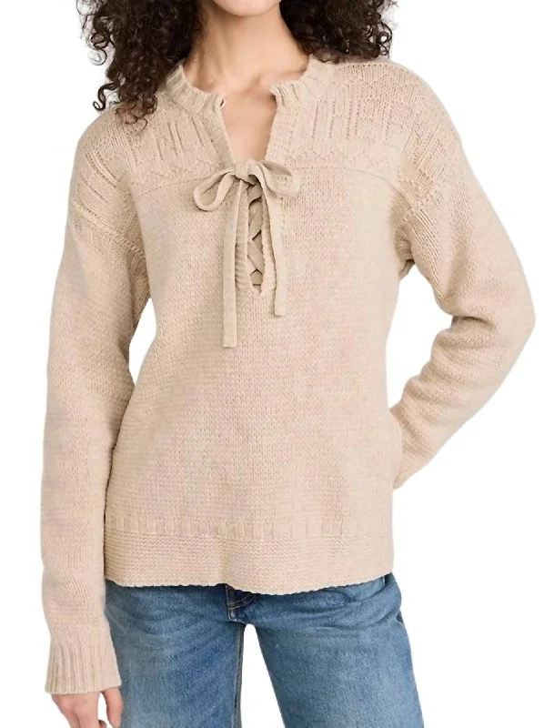 End Guernsey Pullover Sweater In Linen Zippered Front Buttoned Front Snap Front