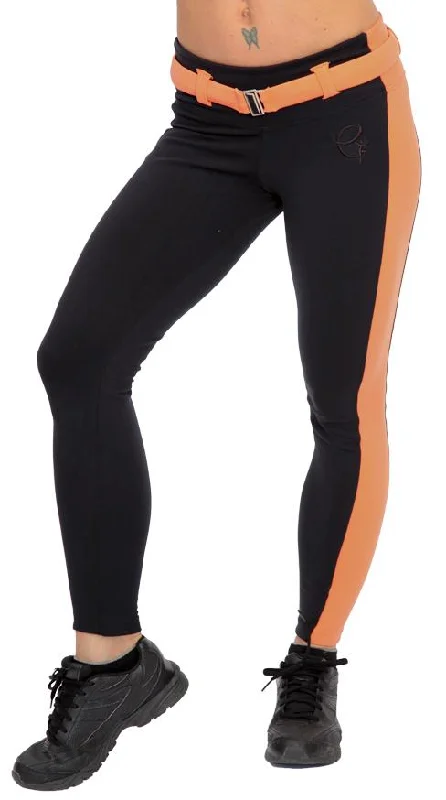 Equilibrium Activewear Belted Side Stripe Legging L723 Comfortable Ribbed Sports Leggings