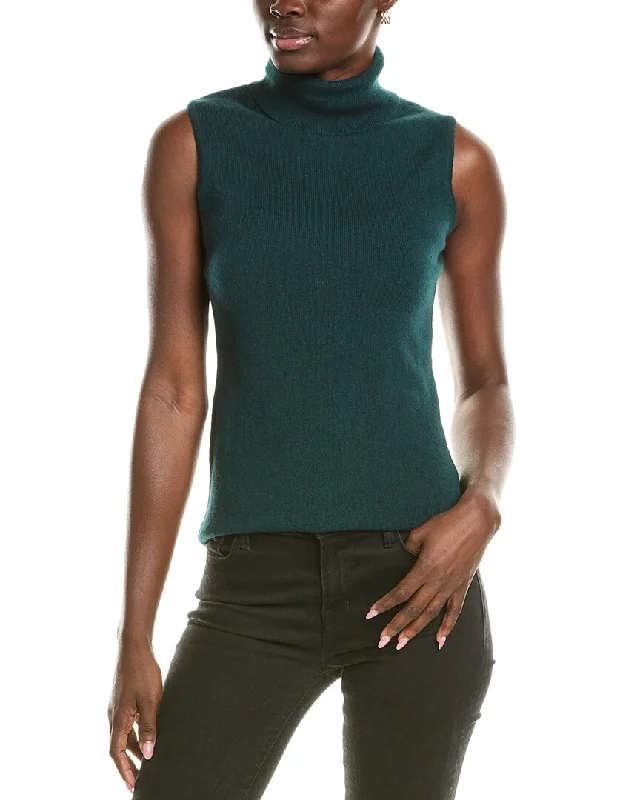 Forte Cashmere Sleeveless Turtleneck Cashmere Sweater Terry Terry Cloth Terry Knit