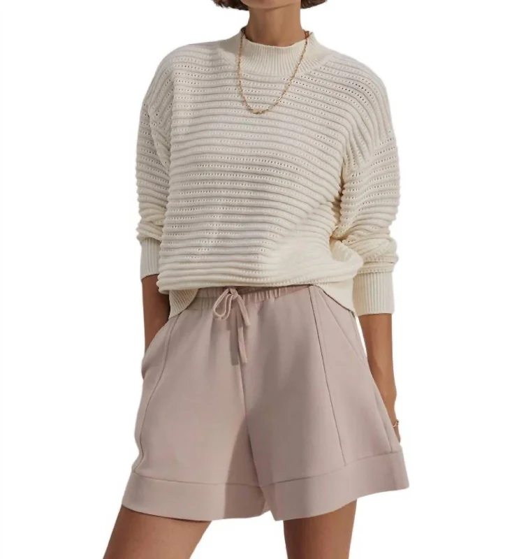 Franco Knit Sweater In Egret Lightweight Heavyweight Midweight