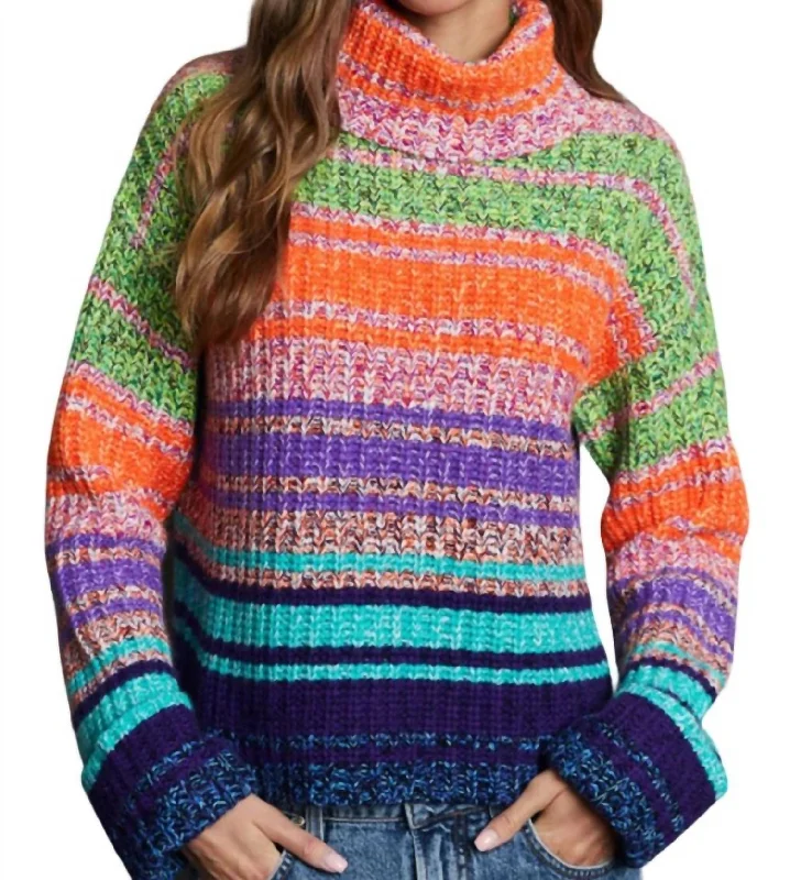 Gradient Marled Cowl Neck Sweater In Bright Combo Open Front Closed Front Wrap Front