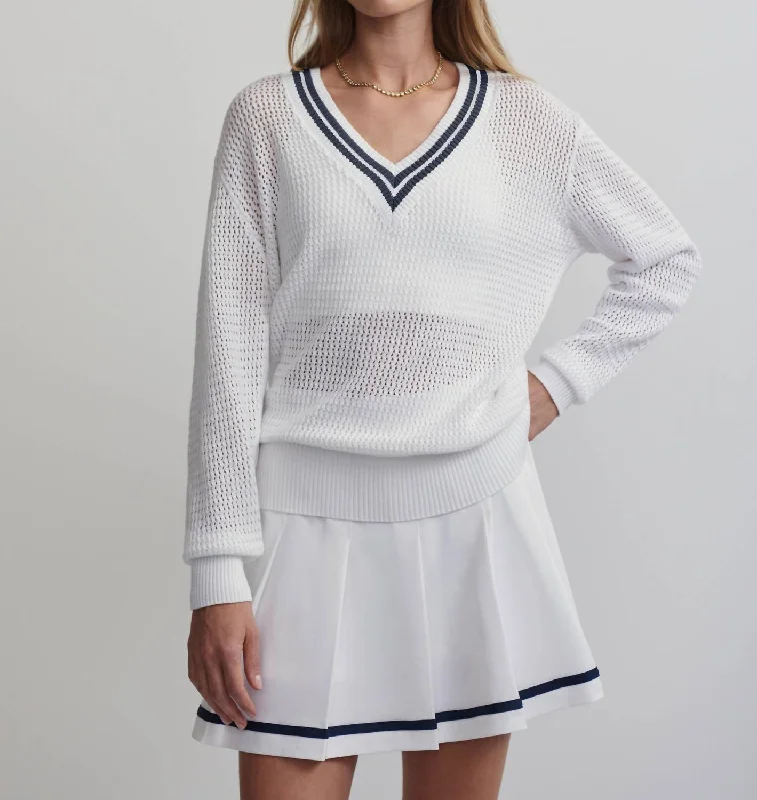 Hadley Knit Sweater In White/blue Nights Sweater Knitwear Pullover