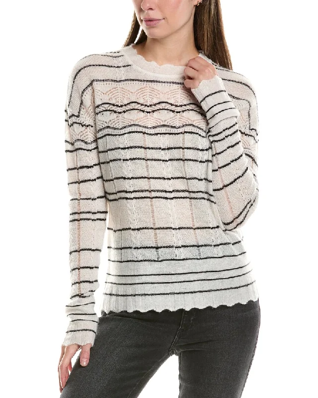 InCashmere Pointelle Cashmere Sweater Iron Safe Non-Iron Wrinkle Free