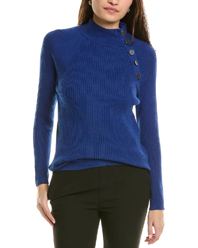 Jones New York Rib Turtleneck Sweater Cashmere Blend Cotton Blend Poly Blend