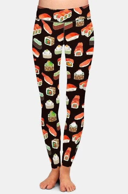 Ladies 3D Sushi Printed Leggings Fashionable Printed Legging Pants