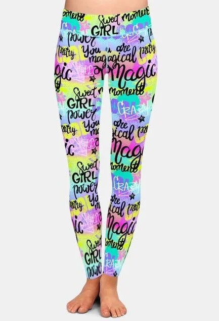 Ladies New Fashion Style Graffiti Printed Leggings Cozy Full-Length Workout Leggings