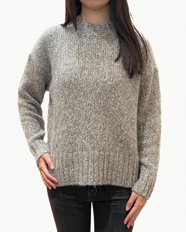 Maral Woman Knit Pullover Sweater In Heather Grey Spandex Rayon Corduroy