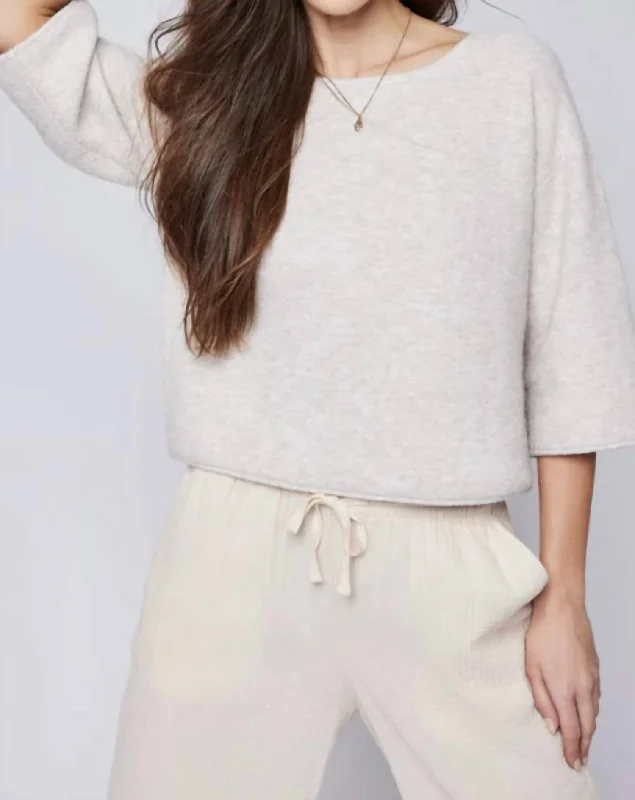 Molly Sweater In Oatmeal Cashmere Blend Cotton Blend Poly Blend