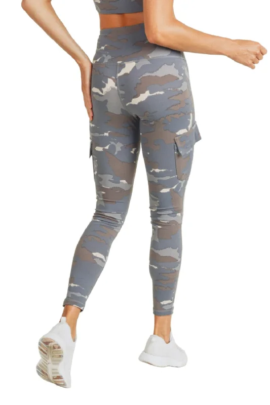 Mono B Blue Tundra Camo Cargo Hybrid High-Waisted Leggings APH2988 and Plus Casual Sporty Leggings