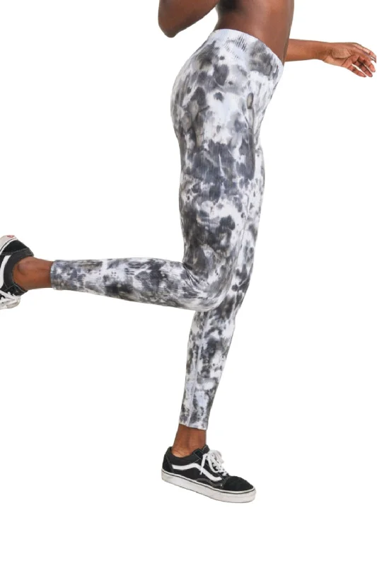 Mono B Crystal Tie Dye Seamless Ribbed Legging APH3083 Comfortable Bootcut Workout Leggings