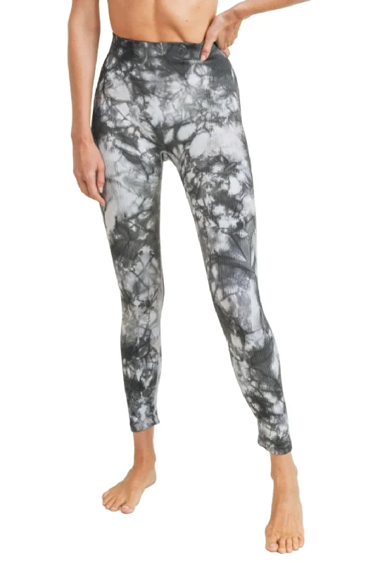 Mono B Glass Tie Dye Seamless Ribbed Legging APH3002 Cozy Lounge Pants Leggings