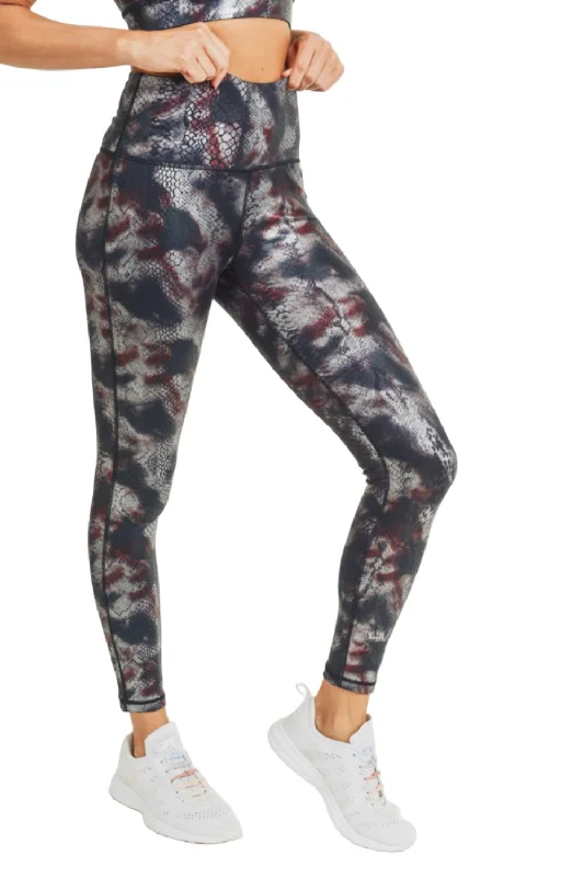 Mono B Foil Snake Print High waist Leggings APH3010 and Plus Comfortable Bootcut Workout Leggings