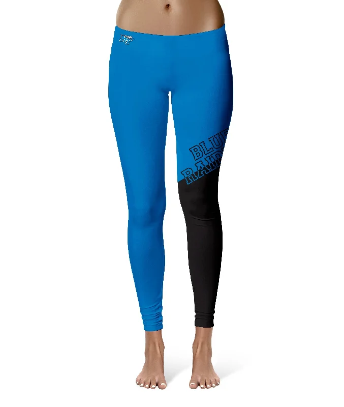 MTSU Blue Raiders Game Day Leg Color Block Light Blue Black Yoga Leggings for Women by Vive La Fete Casual Black Leggings