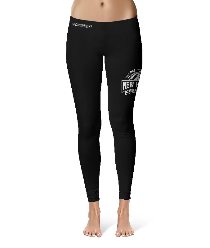 New Haven Chargers Game Day Large Logo on Thigh Black Yoga Leggings for Women by Vive La Fete Trendy Patterned Leggings