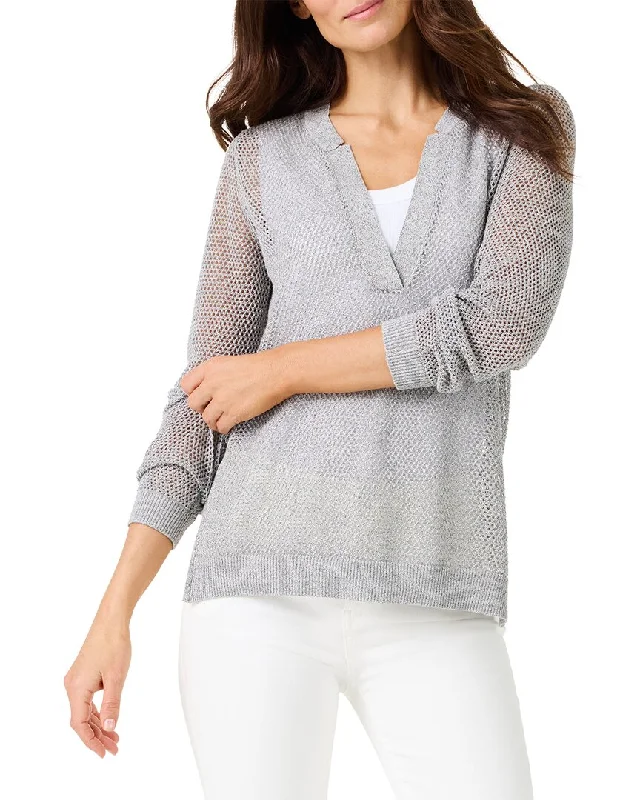 NIC+ZOE Mesh Stitch Sweater Sequined Glittery Shiny